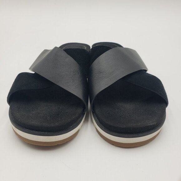 UGG Kari Criss Cross Sandals 7.5 Womens‎ Leather Slip On Black - Picture 5 of 9